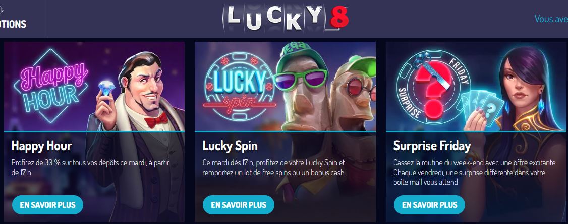 Les bonus hebdomadaires de Lucky8 Casino à redécouvrir