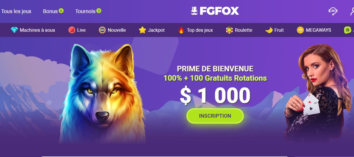 Un bonus de 1 000€ vous attend sur FGFOX Casino